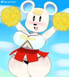 1girls animal_crossing bear big_breasts blonde_hair breasts cleavage female female_only huge_breasts large_breasts nintendo panties solo somescrub thick_thighs tutu_(animal_crossing) white_fur wide_hips