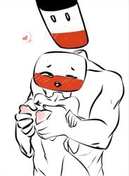 blush_lines blushing breast_grab completely_nude completely_nude_female completely_nude_male countryhumans countryhumans_girl embarrassed flawsy german_empire german_empire_(countryhumans) poland poland_(countryhumans) polish_flag reichtangle_(countryhumans) size_difference