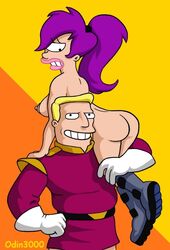 boots clothed_male_nude_female clothes female futurama male nude odin3000 turanga_leela zapp_brannigan