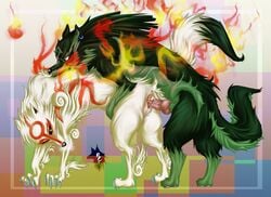 amaterasu bcs link okami straight_hair the_legend_of_zelda twilight_princess wolf_link