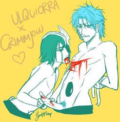 bleach blood grimmjow_jaegerjaquez ulquiorra_cifer yaoi