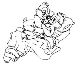 2boys chip chip_'n_dale_rescue_rangers dale disney gay male male_only monochrome yaoi