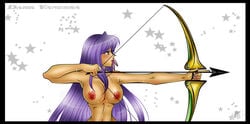 big_breasts bow_(weapon) breasts dark_vanessa female female_only koihime†_(series) koihime_musou kouchuu_kanshou nude purple_hair shion_(koihime_musou) solo tagme tan_skin