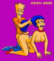 all_fours bart_simpson buttjob clothes color doggy_style female high_heels human incest male marge_simpson mother_and_son nude odin3000 penis side_view straight tagme the_simpsons