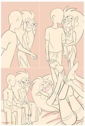 1boy 1girls anon areolae arm_grab blush breast_press breast_squish breasts clothed clothing comic cute cute_fang date disney dress earrings eda_clawthorne faceless_male fangs foot_grab fully_clothed half-closed_eyes hand_holding holding_arm holding_hands interlocked_fingers large_breasts leg_grab leg_lift legs_up long_ears long_hair mature_female monochrome naughty_face nipples nyoronyan on_back panties pointy_ears raised_eyebrow romantic seductive seductive_look seductive_smile sequential showing_pussy smile smooth_skin stockings suggestive tagme teasing the_owl_house topless undressing very_long_hair wholesome wrinkles