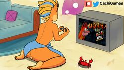 16:9 activision anthro arthropod bandicoot beach blonde_hair cachigames controller crab crash_(series) crash_bandicoot crash_bandicoot_(series) crash_bandicoot_4:_it's_about_time crustacean decapoda doctor_neo_cortex dyed_hair female furniture furry game_controller gaming malacostracan mammal marine marsupial meme naughty_dog neo_cortex nude nude_anthro nude_female patreon_logo pirate_tawna playing_videogame pussy sand short_blonde_hair short_hair sofa solo surfboard tawna_bandicoot tawna_bandicoot_(crash_4) television towel towel_around_waist towel_only tv twitter_logo vehicle video_games watching watercraft widescreen woah_(meme)