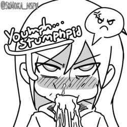 1boy 1girls angry black_and_white cum cum_in_mouth fellatio original_character srmoka tagme