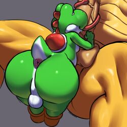 1:1 2020 absurd_res anthro anthro_on_anthro anthro_only anus ass backsack balls ballsack big_ass big_balls big_butt big_dom_small_sub big_penis bowser chromamorph clothing digital_media_(artwork) dinosaur duo erection fellatio footwear gay genitals green_yoshi hi_res humanoid_genitalia humanoid_penis koopa larger_male licking male male/male male_only mario_(series) monoche muscular muscular_male nintendo nude oral penile penis penis_lick protagonistsub_antagonistdom reptile scalie sex shoes simple_background size_difference small_sub_big_dom smaller_male smile spread_legs spreading tongue tongue_out vein veiny_penis video_games yoshi