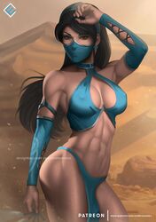 1girls 2d abs armpits belly black_hair cleavage erect_nipples evandromenezes face_mask female female_only fit fit_female hazel_eyes kitana large_breasts loincloth mortal_kombat navel revealing_clothes solo sweat toned toned_female voluptuous