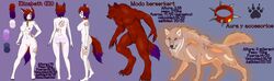 anthro ass bare_legs barefoot big_breasts breasts claws eli_(kunstmurder) feet feral kunstmurder legs model_sheet multicolored_hair nude nude_female pussy red_eyes red_hair sketch wolf wolf_ears wolf_girl wolf_tail