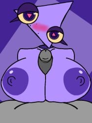 1girls anon beat_banger gooseworx gooseworx_(character) purple_body shape_head titjob tits triangle_head