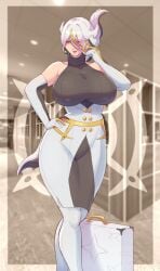 1girls arceus big_breasts breasts briefcase earrings female frozenmullet gjinka green_sclera huge_breasts humanization humanized humanized_pokemon legendary_pokemon multicolored_hair office_lady on_the_phone phone pokemon pokemon_(species) pokemon_dppt red_eyes tail white_hair