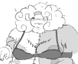 black_bra bolts chubby chubby_female larger_female mewgenics mom_(the_binding_of_isaac) puffy_hair stiches the_binding_of_isaac