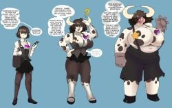 cow cow_ears cow_girl cow_horns faetomi growth growth_sequence huge_breasts makoto_niijima persona persona_5 tagme transformation transformation_sequence