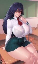 1girls ai_generated big_breasts boku_no_hero_academia bra breasts busty classroom clothed clothed_female clothing curvy eye_contact female female_only glasses hourglass_figure huge_breasts looking_at_viewer mature_female midnight_(my_hero_academia) milf my_hero_academia nemuri_kayama revealing_clothes school_uniform see-through see-through_clothes see-through_clothing see-through_shirt self_upload sleen smile smiling smiling_at_viewer solo solo_female thick_thighs voluptuous voluptuous_female wide_hips