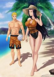 1boy 1girls abs adonis_belt amenoosa attracted bangs bare_shoulders barefoot beach big_breasts blue_eyes blush boruto:_naruto_next_generations breasts cleavage curvy curvy_figure daughters_boyfriend daughters_husband erect_nipples feet female fit_male girlfriends_mother hat hinata's_mother holding_object hourglass_figure long_hair looking_at_partner male male_abs milf mother mother-in-law mother-in-law_and_son-in-law mother_and_daughter's_boyfriend mother_and_daughters_boyfriend muscular_male naruto naruto_shippuden nipples ocean purple_hair sand seductive seductive_look shirtless short_hair shorts son-in-law son-in-law_and_mother-in-law swimsuit toes uzumaki_naruto violet_eyes volleyball_(ball) walking watching water whisker_markings whiskers wide_hips wifes_mother yellow_hair young_man_and_milf