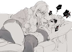 2girls cum_on_body handjob maiqo orgasm trans_woman trigger_(zenless_zone_zero) tsukishiro_yanagi yuri