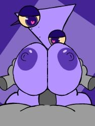 1girls anon beat_banger gooseworx gooseworx_(character) hand_on_tits purple_body shape_head titjob tits triangle_head