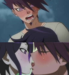 2boys danganronpa danganronpa_v3 danganronpa_v3:_killing_harmony kaito_momota kissing kokichi_ouma miri_(bossu_osu) momota_kaito oma_kokichi ouma_kokichi tagme tongue_kiss