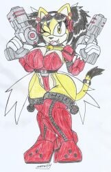 1girls big_breasts big_hips cat female female/solo guns high_tech honey_the_cat laser_gun marlon64 mobian_cat sci-fi sci_fi science-fiction science_fiction sega sling_bikini solo sonic_the_fighters sonic_the_hedgehog_(series) space_pirate white_background