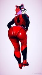 1girls 3d 3d_(artwork) ass ass_focus big_ass dat_ass female female_only fortnite glasses hat latex latex_suit looking_back lynx_(fortnite) short_hair solo solo_female sonicfreak tagme thick_thighs watermark