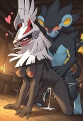 ai_generated creampie cum_in_pussy cum_inside leaking_cum luxray pokemon_(species) romantic_couple romantic_sex silvally vaginal_penetration