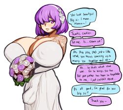 1futa balls breasts bulge cleavage clothed clothing cookie_(modeseven) dialogue dickgirl english_text fully_clothed futa_bride futa_only futanari huge_breasts modeseven pale_skin penis solo solo_futa speech_bubble tagme text text_box text_bubble top_heavy wedding_dress wifemaid13_(modeseven)