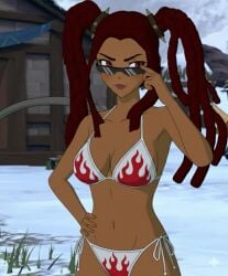 1girls ai_generated bikini dark-skinned_female dark_skin female female_only roane_ashwood rwby sunglasses swimsuit
