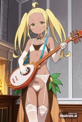 1girl 2d 4k 8k ai_assisted ai_generated alluring anime_style athletic attractive bare_midriff beautiful bedroom_setting big_booty blonde_hair blush breasts cinematic_lighting clean_lineart cleavage close_up collarbone confident dark dark_lighting defined_jawline depth_of_field detailed_background detailed_face detailed_skin digital_illustration dim_lighting elegant erotic eye_makeup eyelashes eyeliner rezero twintails yellow_eyes