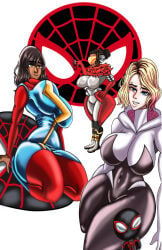 1girls 3girls african_female big_ass big_breasts couple dark-skinned_female duo gwen_stacy gwen_stacy_(spider-verse) heroine hijab in_love kamala_khan light-skinned_female love marvel marvel_comics miles_morales ms._marvel muslim nerdy_female pakistani_female panties romantic scarf sexy_female sexy_pose smile spider-man:_across_the_spider-verse spider-man_(series) superheroine tiana_toomes x-men