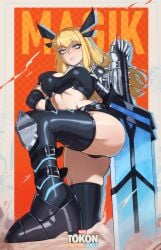 big_ass big_breasts female ishoo low-angle_view magik_(illyana_rasputin) magik_(marvel_tokon) marvel marvel_tokon:_fighting_souls thick_thighs