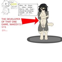 blush cat chubby eyes_popping_out femboy feminine_male furry game_developer meme naked naked_male raccoon sheath shy