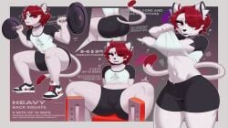 big_ass big_butt black_shorts bulge cat cat_tail exqmaster femboy leg_day puma red_hair tagme tagme_(character) weights white_fur white_shirt working_out workout workout_clothes