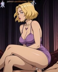 1girl 1girls adult adult_female ai_generated anal anal_insertion anal_penetration anal_sex big_breasts blonde_female blonde_hair blue_eyes boobs breasts bust busty busty_female busty_girl cleavage cock collarbone creature_commandos crossed_legs cum cum_in_ass dc dc_comics dick dress eye_contact female girl girl_on_top hetero ilana_rostovic large_breasts legs lipstick looking_at_viewer machine_muse mature mature_body mature_female necklace penis penis_in_ass princess purple_dress pussy pussy_juice reverse_cowgirl_position semen sex sex_from_behind sexy sexy_body short_hair solo_focus sperm tits uncensored vagina watermark wet_pussy