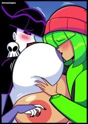 2026 2d 2d_(artwork) 2d_artwork 2girls artist_name atomickingboo beanie beanie_hat big_breasts black-haired_female black_eyeshadow black_fingernails black_hair black_hair_female black_lips black_lipstick blush blush_face blush_lines blushed_face blushing blushing_at_partner blushing_female blushing_profusely breast_focus breast_sucking breastfeeding breasts breasts_bigger_than_head breasts_focus breasts_out choker clothed clothed_female clothing digital_media_(artwork) duo ear_piercing ear_ring earring earrings eyeshadow female female_only fingernails green-haired_female green_hair green_hair_female huge_breasts light-skinned_female light_skin lindel_dollice_quilten lips lipstick moni_peiper mutual_breast_sucking mutual_breastfeeding nails nails_painted oc ocs original original_character original_characters painted_fingernails painted_nails pale-skinned_female pale_skin partially_clothed partially_clothed_female pierced_ear pierced_ears piercing piercings pinch pinching pinching_nipple pinching_nipples shirt shirt_lift skull skull_earrings sucking_breasts the_besties_(atomickingboo) upper upper_body upper_body_focus upper_body_only yuri