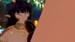 1boy black_hair canine_penis imminent_oral jewelry oc rusty_fc tan_body