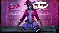 1futa 3d balls big_breasts big_penis borderlands borderlands_2 bottomless breasts cosplay erection futa_only futanari hat huge_cock looking_at_viewer mad_moxxi mad_moxxi_(cosplay) magic original original_character penis solo solo_futa sweetgrapes0101 text thighs vanessa_tempest_(sweetgrapes) warcraft world_of_warcraft wow