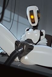 glados glados_(humanoid) object_in_pussy object_insertion pussy robot_girl vaginal_insertion vaginal_masturbation vaginal_penetration