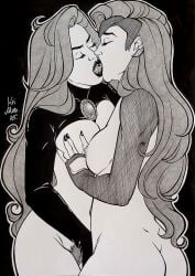 2girls ass big_ass female fingering goblin_queen_(x-men) jean_grey kissing lesbian lilkrad madelyne_pryor marvel pubic_hair pussy selfcest x-men