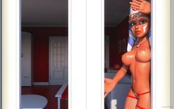 1girls 3d ahsoka_tano alien big_breasts blue_eyes boobs breasts detailed_background female female_focus female_only kondaspeter lingerie nipples nurse nurse_cap panties pose solo solo_female solo_focus star_wars stockings the_clone_wars:_season_four togruta topless window