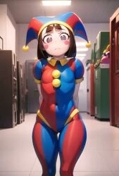 ai_generated bikini breast_expansion dark-skinned_female ebonization large_breasts nipples pomni_(the_amazing_digital_circus) race_swap tagme the_amazing_digital_circus video