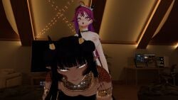 1boy 1futa 3d ahegao anal bent_over horns indie_virtual_youtuber jewelry rusty_fc tan_body virtual_youtuber vrchat vtuber