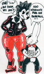 anthro canid canine canis clothed clothing crossdressing duo femboy footwear high_heels humor lagomorph leporid lube male male/male mammal parasitedeath predator/prey rabbit rabbit_(parasitedeath) shoes size_difference small_dom_big_sub text wolf wolf_(parasitedeath)