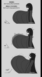 1girls angle angles black_hair blush blush_lines blushing blushing_female bouncing_breasts breasts breasts_bigger_than_head drooling female gigantic_breasts hair hyper hyper_breasts long_hair massive_breasts monochrome original original_character tongue tongue_out vuouihcxe