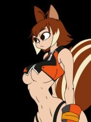 2026 animated arc_system_works ass_expansion blazblue breast_expansion brown_hair commission hyper hyper_breasts lightnigh makoto_nanaya slime squirrel_ears squirrel_tail tagme