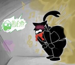 ass_focus battat_(deltarune) blushing bubble_ass bubble_butt catboy deltarune dialogue embarrassed fart fart_cloud fart_fetish farting farts floofygecko furry gas gassy huge_ass male male_focus musical_note pluey_(deltarune) shadowguy_(deltarune) surprised