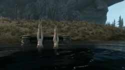 2girls aela_the_huntress animated bondage dragonborn drowning imminent_death no_sound skyrim snuff struggling