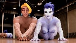 2futas 3d 3d_(artwork) 3d_model 3d_render balls ballsack big_penis black_hair black_stockings blue_body blue_hair blue_skin breasts brown_body cock dark-skinned_futa domina earrings futa_cock futa_only futanari gtmtr huge_balls huge_cock kneeling large_penis looking_at_viewer low-angle_view mirror naked naked_futa nipples nyl_widowmaker overwatch overwatch_2 penis ponytail pose presenting red_eyes reflection reflective_floor self_upload stacked stockings tied_hair uncircumcised white_stockings widowmaker