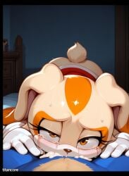 (titancore) ai_generated bedroom boy cream_the_rabbit crying cum_drip cum_in_mouth cute_girl deepthroat female furry girl hedgehog hedgehog_humanoid male pov rabbit rabbit_ears rabbit_girl rabbit_humanoid rabbit_tail sonic_(series) sonic_the_hedgehog taking_it_all uneven_eyes video_game_character