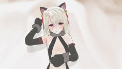 animated artist_request bed bed_sheet cat_ears fate_(series) female illyasviel_von_einzbern no_sound red_eyes silver_hair source_request suggestive tagme video